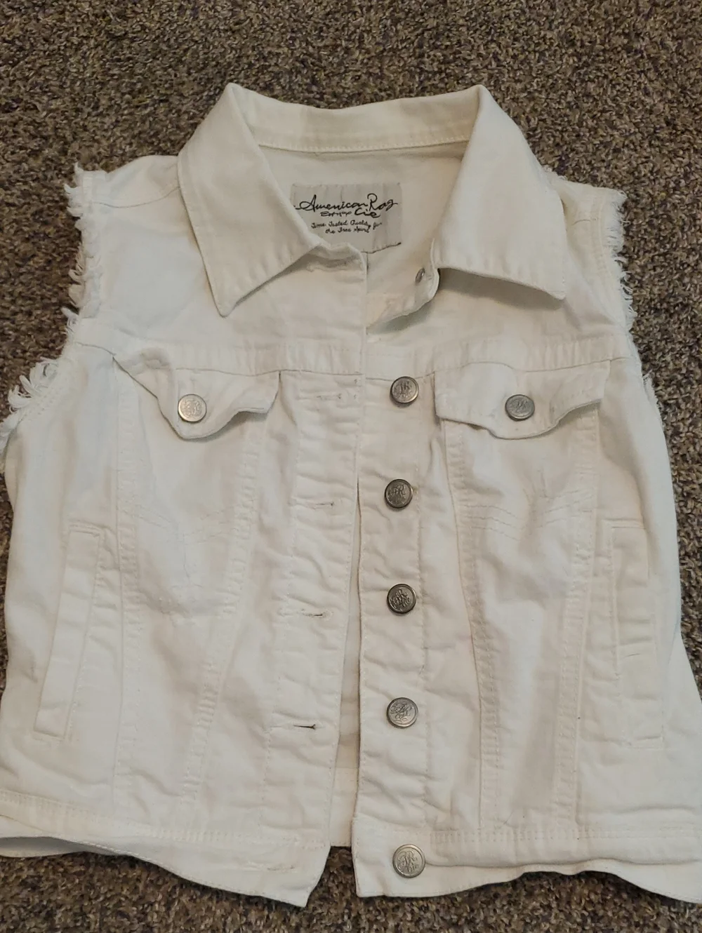 American Rag White Sleeveless Denim Vest